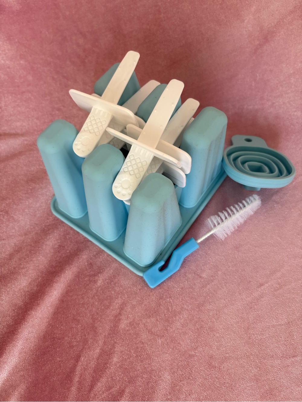 Silicone Ice Pop Mold Set with Sticks and Brush - Blue